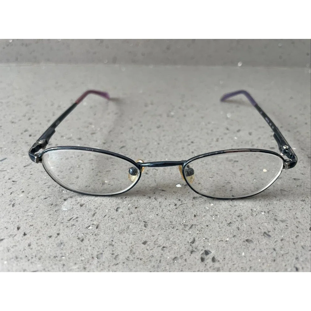 Vintage Nintendo WMN105 220 Blue Metal Oval Eyeglasses FRAMES ONLY 43-18-120